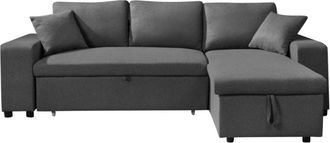 VENTE-UNIQUE.COM Sof&aacute; rinconera poli&eacute;ster 4 plazas gris antracita 240x145cm