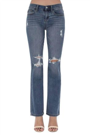 Judy Blue Destructed Wide Leg Jeans In Denim