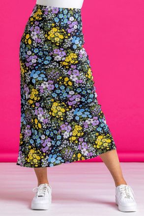 DUSK Floral Print Jersey Skirt