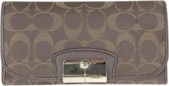 Coach Pre-owned Signature Canvas Leather Long Wallet - Dames - Vintage Accessoires - Grijs - ONE Size - Leer - Vintage