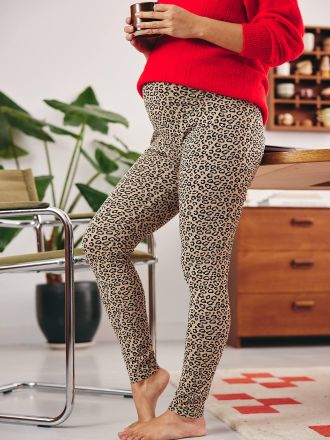 Vertbaudet Bio-Kollektion: Umstandsleggings mit Leopardenmuster schwarz bedruckt