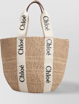 Chlo&eacute; woody large raffia tote bag