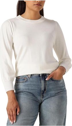 Minus Gebroken witte gebreide T-shirts - Dames - Ronde hals truien - Wit - S - Truien & Vesten