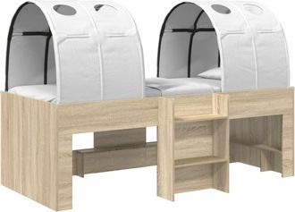 vidaXL Cama Alta Para Ni&ntilde;os Con T&uacute;nel 3 Uds. Roble Sonoma Y Blanco Vidaxl