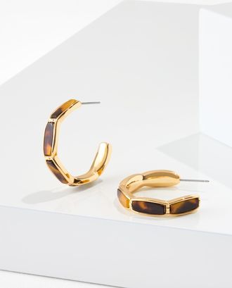 Talbots Tort Plates Link Hoop Earrings - Tortoise Shell/Gold - 001 Talbots