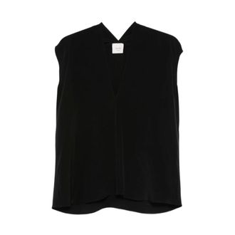 Alysi Blouses, female, Black, Size: 2XS V-neck Top