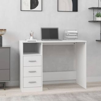 Berkfield Home Desk with Drawers White 102x50x76 cm Engineered Wood | Size: 102 x 50 x 76 cm