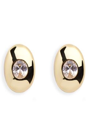Argento Vivo Dome Oval Cubic Zirconia Stud Earring in Gold at Nordstrom