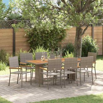 vidaXL Vidaxl - Conjunto De Comedor De Jard&iacute;n 9 Pcs Gris 190 X 80 X 75 Cm