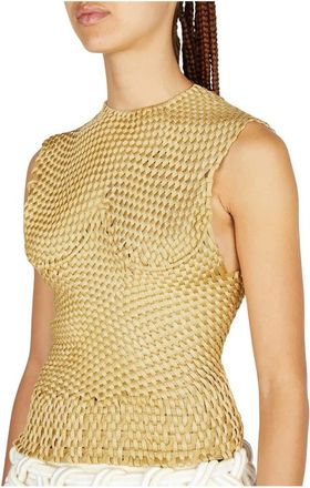 Isa Boulder Gevlochten Top met Hoge Hals - Dames - Tops zonder mouwen - Geel - XS - Rayon - Tops