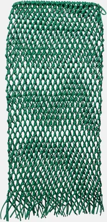 Frankie Shop Nelaya macram&eacute; leather midi skirt