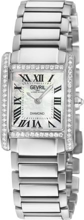 Gevril Group Womens Regina Swiss Diamond Watch, White MOP Dial, 316L SS Case, Stainless Steel Bracelet. - Silver - One Size