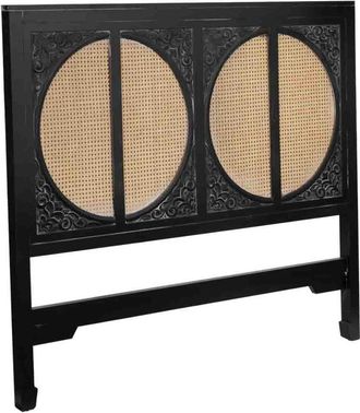 Wanderlust Deco Cabezal De Cama De Madera Con Rejilla Negro 150x5x130h Cm