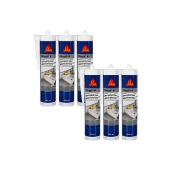 Sika Sika - Juego De 6 Selladores De Silicona Universal Sil-p Marine - Transparente - 300ml