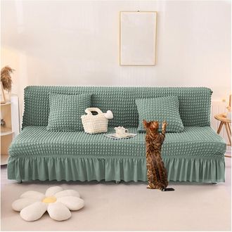 OEM Funda El&aacute;stica Para Fut&oacute;n Con Hilo De Burbujas, Sin Brazos, Lavable, Verde Niebla, Talla M (155 X 180 Cm)