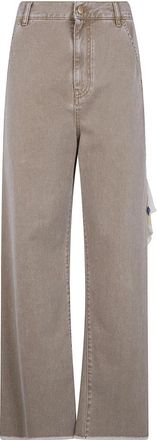 Darkpark Sienna Loose Side Split Denim - Dames - Straight fit broeken - Beige - W25 - Denim - Broeken
