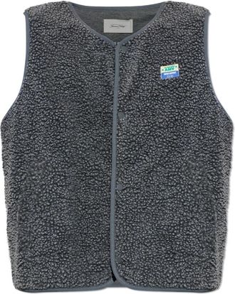 American Vintage Faux Fur Vest With Logo Patch - Heren - Bodywarmers - Grijs - XL - Wol - Jassen