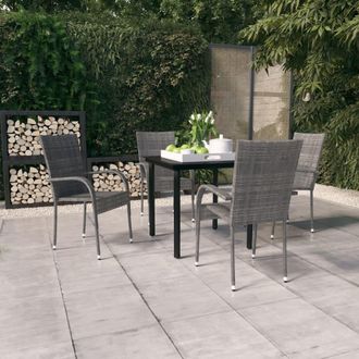 vidaXL Juego De Comedor De Jard&iacute;n 5 Piezas Gris Y Negro Vidaxl