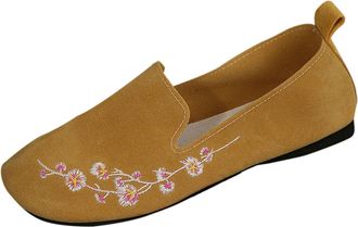 Generic Yellow Women S Everyday Casual Shoes Featuring Round Toe Floral Details for Outdoor Indoor Activities