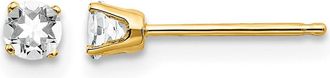 Diamond2Deal 14k Yellow Gold 3mm White Topaz Stud Earrings