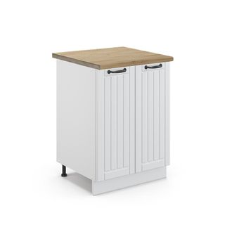 Vicco Mueble Bajo De Cocina Fame-line, Blanco Casa De Campo, 60 Cm, Et Roble