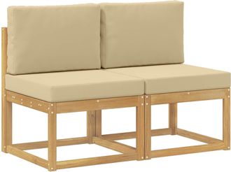 vidaXL 2 Pieza Sof&aacute; Intermedio De Exterior Madera De Acacia S&oacute;lida Vidaxl