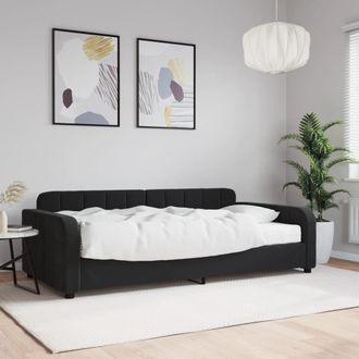 vidaXL Sof&aacute; Cama Con Colch&oacute;n Terciopelo Negro 100x200 Cm Vidaxl