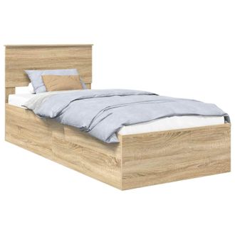 vidaXL Estructura De Cama Con Cabecera Roble Sonoma 90 X 190 Cm Vidaxl