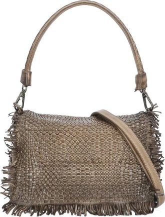Reptiles House Structured Braided Shoulder Bag with Fringed Edges