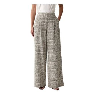 Joseph Ribkoff Plaid Boucl&eacute; Wide-Leg Broek - Dames - Broeken - Grijs - Maat: M Katoen
