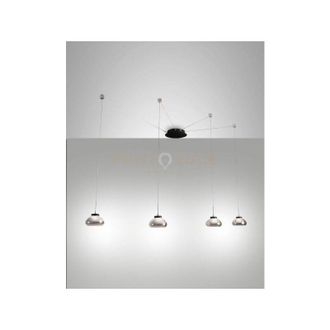 Fabas Luce Arabella sospensione fume 4 luci spostabile a led 3000K - 32W - 3020 lm dimmerabile smart c/acc