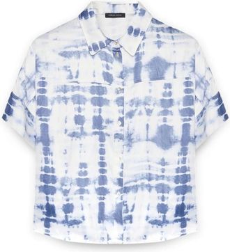 Fiorella Rubino Overhemden, Dames, Blauw, 5Xl, Polyester, Tie and Dye Shirt