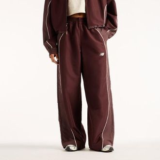 New Balance Donna Trackside Woven Pant in Marrone, Politessuto, Taglia XS
