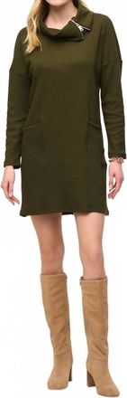 Joseph Ribkoff Zipper Collar Cocoon Dress In Olive/black