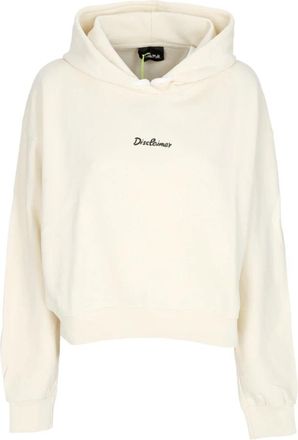 Disclaimer Logo Crop Hoodie Licht Sweatshirt - Dames - Hoodies - Beige - S - Katoen - Hoodies & sweatvesten