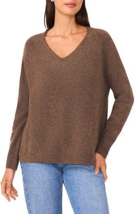 Halogen V-Neck Sweater in Medium Brown at Nordstrom Rack, Size X-Large