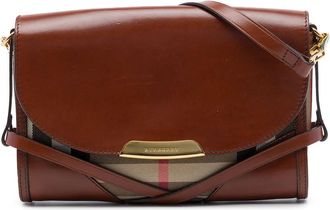 Burberry Pre-owned Burberry Leather and House Check Canvas Bridle Abbott Crossbody Ladies BDJDY3GVDOUDJVEL