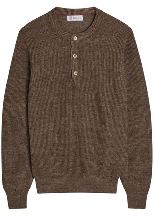 Brunello Cucinelli Ribbed-knit Linen and Cotton-blend Jumper - Light Brown - 52 (IT52 / XL)