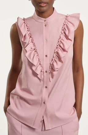 Isaac Mizrahi New York Ruffle Button-Up Shirt in Light Pink at Nordstrom Rack, Size X-Small