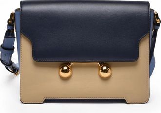 Marni Blue Structured Leather Flap Shoulder Bag