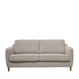 DRAWER Sof&aacute; cama express 3 plazas en tejido con patas de madera oscura -Beige