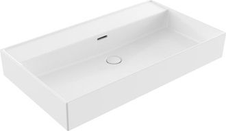 Saniclass Legend Meubelwastafel - 81x47x13cm - met overloop - 1 wasbak - 0 kraangaten - keramiek - glans wit