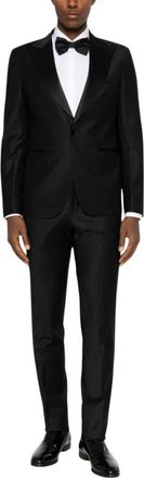 Brian Dales 005 Abito Rever Raso - Heren - Business blazers - Zwart - L - Wol - Kostuums