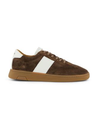 Rehab Suede sneaker Rehab donkerbruin leer wit accent