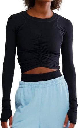 Free People Movement Tempo Ruched Long Sleeve Tee In Black