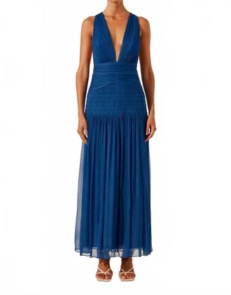 Shona Joy Maya Plunged Tie Back Dress In Strong Blue