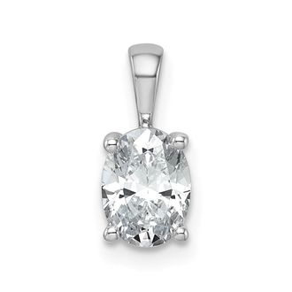 Diamond2Deal 14k White Gold 1 Ct Lab Grown Diamond Oval Pendant