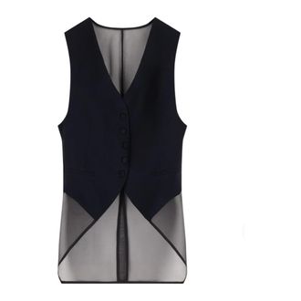 Emporio Armani Vests, female, Black, Size: XS Sheer-panel Waistcoat