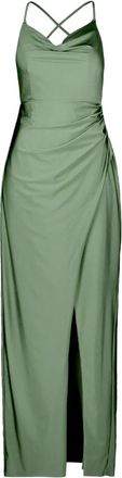 Vera Mont Kleedjes, Dames, Groen, 2Xs, Satijn, Elegante Avondjurk met Gerimpelde Taille