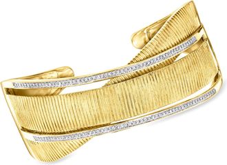 Ross-Simons Diamond Crisscross Cuff Bracelet in 18kt Gold Over Sterling